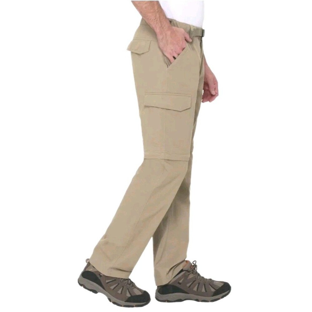 BC Clothing Men's Convertible Cargo Work Pants / Shorts Relaxed Tan Size XL X 30